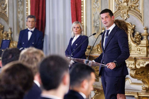 Cristian Chivu al Quirinale in occasione dell™incontro tra il presidente della Repubblica Sergio Mattarella e le delegazioni di Lazio e Inter, finaliste della Coppa Italia di calcio Frecciarossa 2025 2026, Roma, MartedÃ¬ 12 Maggio 2026 (Foto Roberto Monaldo LaPresse) Cristian Chivu at the Quirinale during the meeting between the President of the Republic Sergio Mattarella and the delegations of the Lazio and Inter football teams, finalists of the 2025 2026 Frecciarossa Italian Cup, Rome, Tuesday, May 12, 2026  Copyright: xRobertoxMonaldo LaPressex