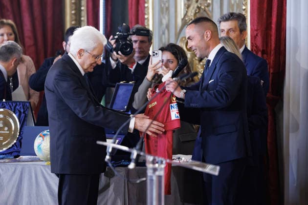 Il presidente della Repubblica Sergio Mattarella e Marco Guida al Quirinale in occasione dell™incontro con le delegazioni di Lazio e Inter, finaliste della Coppa Italia di calcio Frecciarossa 2025 2026, Roma, MartedÃ¬ 12 Maggio 2026 (Foto Roberto Monaldo LaPresse) President of the Republic Sergio Mattarella and Marco Guida at the Quirinale during the meeting whit the delegations of the Lazio and Inter football teams, finalists of the 2025 2026 Frecciarossa Italian Cup, Rome, Tuesday, May 12, 2026  Copyright: xRobertoxMonaldo LaPressex