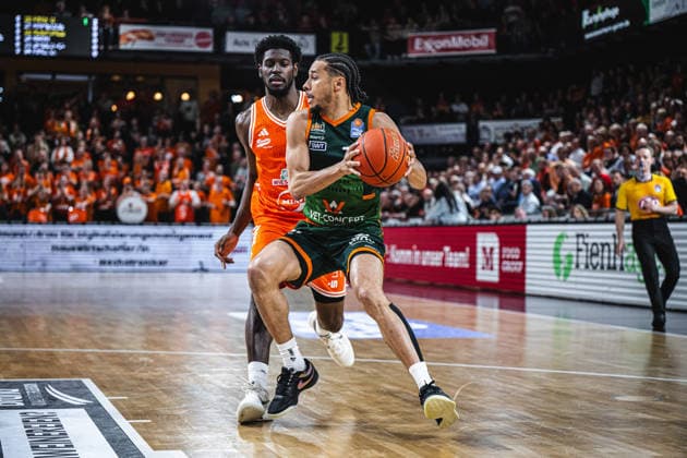 1. Basketball Bundesliga, easyCredit BBL, Saison 2025 2026, Herren, Play-Ins, Spiel um Platz 7, 12.05.2026, RASTA Vechta - Gladiators Trier Jordan Roland ( 15 - VET-CONCEPT Gladiators Trier) in Aktion Vechta RASTA Dome Niedersachsen Deutschland