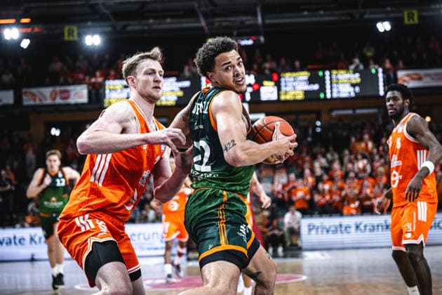 1. Basketball Bundesliga, easyCredit BBL, Saison 2025 2026, Herren, Play-Ins, Spiel um Platz 7, 12.05.2026, RASTA Vechta - Gladiators Trier Nolan Adekunle ( 22 - VET-CONCEPT Gladiators Trier) in Aktion Vechta RASTA Dome Niedersachsen Deutschland