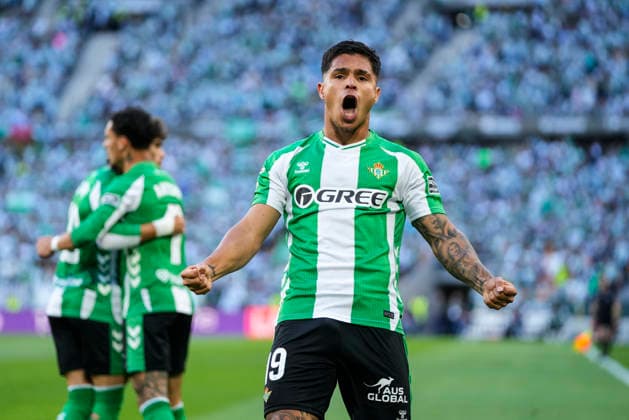 May 12, 2026, Sevilla, Sevilla, SPAIN: Cucho Hernandez of Real Betis celebrates a goal during the Spanish league, LaLiga EA Sports, football match played between Real Betis and Elche CF at La Cartuja stadium on May 12, 2026, in Sevilla, Spain. Sevilla SPAIN - ZUMAa181 20260512_zaa_a181_086 Copyright: xJoaquinxCorcherox