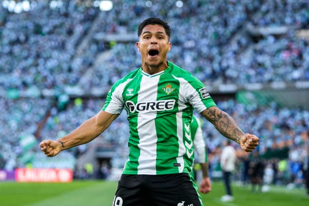 May 12, 2026, Sevilla, Sevilla, SPAIN: Cucho Hernandez of Real Betis celebrates a goal during the Spanish league, LaLiga EA Sports, football match played between Real Betis and Elche CF at La Cartuja stadium on May 12, 2026, in Sevilla, Spain. Real Betis V Elche CF - LaLiga EA Sports  - ZUMAa181 20260512_zaa_a181_093 Copyright: xJoaquinxCorcherox