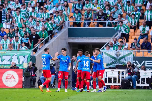 May 12, 2026, Sevilla, Sevilla, SPAIN: Hector Fort of Elche CF celebrates a goal during the Spanish league, LaLiga EA Sports, football match played between Real Betis and Elche CF at La Cartuja stadium on May 12, 2026, in Sevilla, Spain. Real Betis V Elche CF - LaLiga EA Sports  - ZUMAa181 20260512_zaa_a181_098 Copyright: xJoaquinxCorcherox