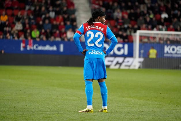 Ademola Lookman of Atletico de Madrid seen during LaLiga EA SPORTS game between teams of CA Osasuna and Atletico de Madrid (Mickael Ducint Ball Raw Images PT) Pamplona El Sadar Spain Copyright: xMickaelxDucintx mickaelducint_osasuna_atletico094