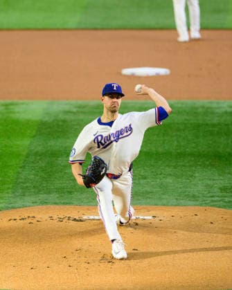 May 12, 2026, Arlington, Texas, USA: Texas Rangers pitcher MACKENZIE GORE (1) warms up before the game between the Texas Rangers and the Arizona Diamondbacks. Texas Rangers Win 7-4  - ZUMAm348 20260512_znp_m348_001 Copyright: xLuisxRevillaxMatax