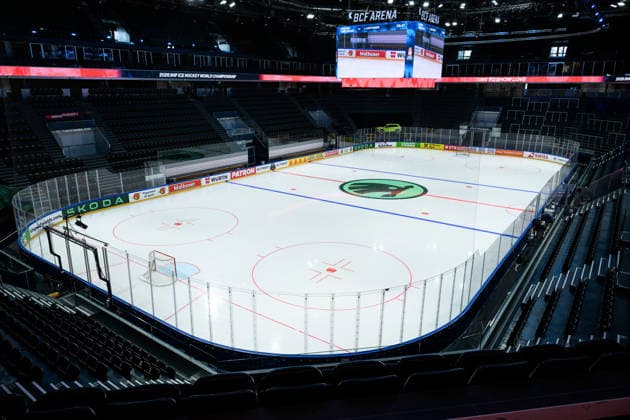 260513 Interior view of BCF Arena during build-up ahead of the 2026 IIHF Ice hockey, Eishockey World Championship, WM, Weltmeisterschaft on May 13, 2026 in Fribourg. Photo: Jesper Zerman BILDBYRAN kod JZ JZ0711 ishockey ice hockey ishockey-vm 2026 vm 2026 iihf world championship förhand inför preview day -2 bbeng arena Copyright: JESPERxZERMAN BB260513JZ003