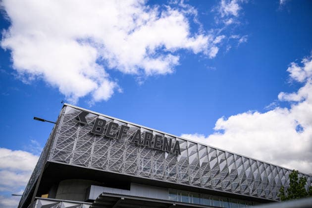 260513 Exterior view of BCF Arena during build-up ahead of the 2026 IIHF Ice hockey, Eishockey World Championship, WM, Weltmeisterschaft on May 13, 2026 in Fribourg. Photo: Jesper Zerman BILDBYRAN kod JZ JZ0711 ishockey ice hockey ishockey-vm 2026 vm 2026 iihf world championship förhand inför preview day -2 bbeng arena Copyright: JESPERxZERMAN BB260513JZ006