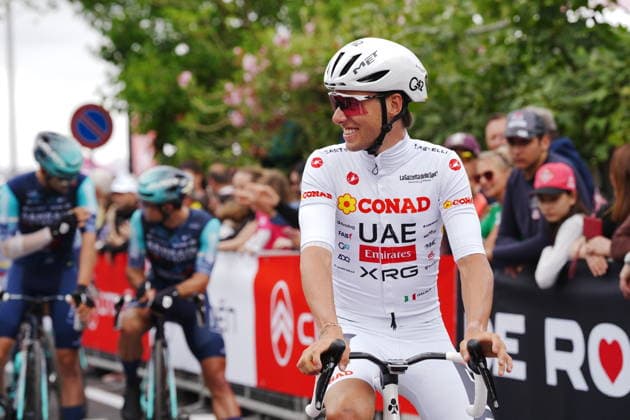 Switzerland™s Jan Christen of UAE Team Emirates XRG White jersey during Stage 5 of the Giro d™Italia, from Praia a Mare to Potenza, Italy, Wednesday, May 13, 2026.  Copyright: xMassimoxPaolone LaPressex