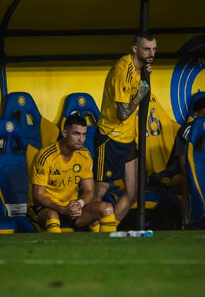 RIYADH, SAUDI ARABIA - MAY 12: Cristiano Ronaldo of Al Nassr watches on from the bench during the Saudi Pro League match between Al Nassr and Al Hilal at Al Awwal Park on May 12, 2026 in Riyadh, Saudi Arabia.  Copyright: xKhalidxAlhaj MBxMediax
