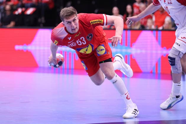 HANDBALL - IHF WC quali, AUT vs POL GRAZ,AUSTRIA,13.MAY.26 - HANDBALL - IHF World Championship, WM, Weltmeisterschaft 2027, European qualification, play off, OEHB international match, Länderspiel, Nationalmannschaft Austria vs Poland. Image shows Mykola Bilyk (Austria). GEPAxpictures xChrisxBauer