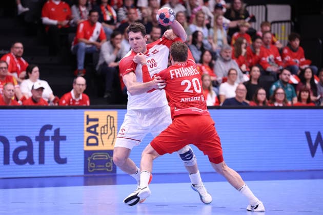 HANDBALL - IHF WC quali, AUT vs POL GRAZ,AUSTRIA,13.MAY.26 - HANDBALL - IHF World Championship, WM, Weltmeisterschaft 2027, European qualification, play off, OEHB international match, Länderspiel, Nationalmannschaft Austria vs Poland. Image shows Wiktor Tomczak (Poland) and Sebastian Frimmel (Austria). GEPAxpictures xChrisxBauer