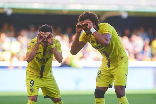 George Mikautadze (Villarreal CF) and Renato Veiga (Villarreal CF) celebrates after scoring his team˜s second goal during the LaLiga EA Sports match between Villarreal CF and Sevilla FC at Estadio de la Ceramica on May 13, 2026 in Villarreal, Spain. (Photo by Maria Jose Segovia DeFodi Images) -