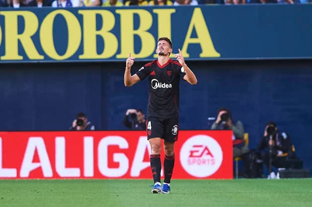 Kike Salas (Sevilla FC) celebrates after scoring his team˜s second goal during the LaLiga EA Sports match between Villarreal CF and Sevilla FC at Estadio de la Ceramica on May 13, 2026 in Villarreal, Spain. (Photo by Maria Jose Segovia DeFodi Images) -