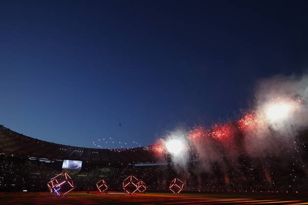 Lazio v Inter Milan - Italian Cup final match ROME, ITALY - MAY 13: A view of the opening show before the start of the Italian Cup football final match between Lazio and Inter Milan at the Olympic stadium in Rome, Italy, on May 13, 2026. Riccardo De Luca Anadolu Rome Italy. Editorial use only. Please get in touch for any other usage.  Copyright: x2026xAnadoluxRiccardoxDexLucax
