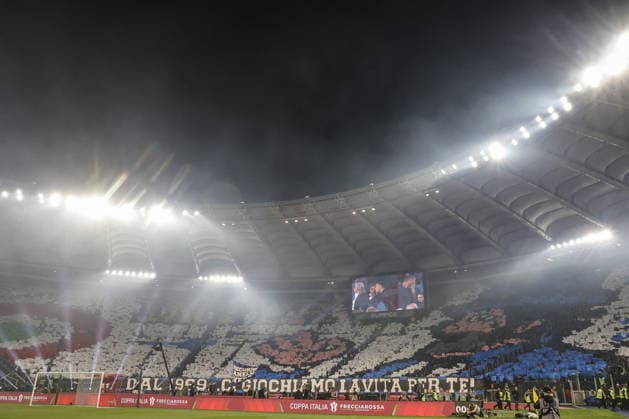 Lazio v Inter Milan - Italian Cup final match ROME, ITALY - MAY 13: Inter Milan s supporters wait for the start of the Italian Cup football final match between Lazio and Inter Milan at the Olympic stadium in Rome, Italy, on May 13, 2026. Riccardo De Luca Anadolu Rome Italy. Editorial use only. Please get in touch for any other usage.  Copyright: x2026xAnadoluxRiccardoxDexLucax