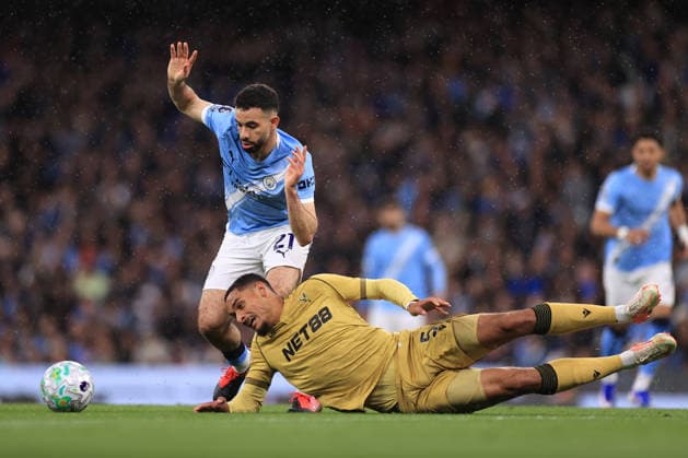 Football - Premier League - Manchester City v Crystal Palace 13th May 2026 - Premier League - Manchester City v Crystal Palace - Rayan Ait-Nouri of Manchester City and Maxence Lacroix of Crystal Palace - Photo: Simon Stacpoole Offside. Manchester UK Copyright: xSimonxStacpoolexOffside