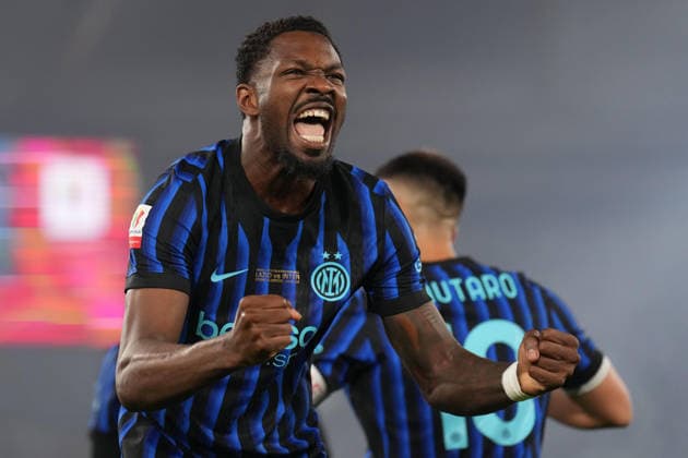 Inter Milan s Marcus Thuram celebrates after scoring during the Frecciarossa Italian Cup 2025 2026 final soccer match between Lazio and Inter Milan at the Stadio Olimpico in Rome, Italy - May 13, 2026 - Soccer  Copyright: xAlfredoxFalcone LaPressex