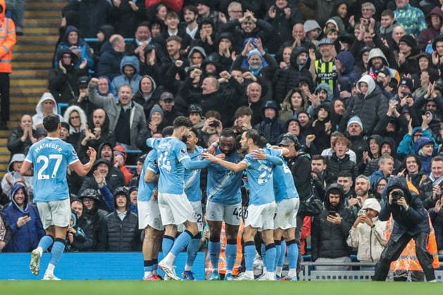 Premier League: Manchester City v Crystal Palace Antoine Semenyo of Manchester City celebrates his goal to make it 1-0 during the Premier League match Manchester City vs Crystal Palace at Etihad Stadium, Manchester, United Kingdom on 13 May 2026 (Photo by Mark Cosgrove News Images) Manchester Etihad Stadium Greater Manchester United, ManU Kingdom Copyright: xMarkxCosgrove NewsxImagesx