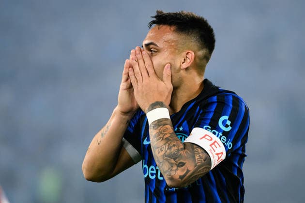 Lautaro Martinez of FC Internazionale reacts during the 2025 2026 Coppa Italia football final between SS Lazio and FC Internazionale at Stadio Olimpico in Rome (Italy), May 13, 2026. AndreaxStaccioli