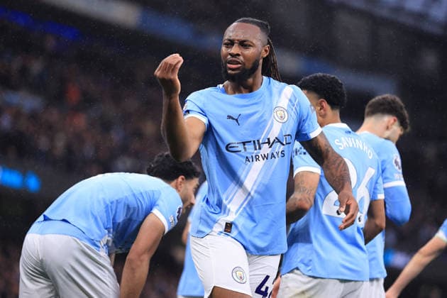 Football - Premier League - Manchester City v Crystal Palace 13th May 2026 - Premier League - Manchester City v Crystal Palace - Antoine Semenyo of Manchester City celebrates scoring the opening goal - Photo: Simon Stacpoole Offside. Manchester UK Copyright: xSimonxStacpoolexOffside