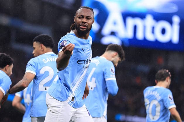Football - Premier League - Manchester City v Crystal Palace 13th May 2026 - Premier League - Manchester City v Crystal Palace - Antoine Semenyo of Manchester City celebrates scoring the opening goal - Photo: Simon Stacpoole Offside. Manchester UK Copyright: xSimonxStacpoolexOffside