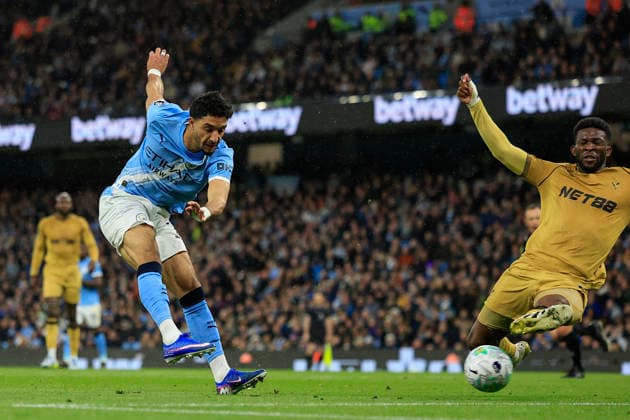 Manchester City v Crystal Palace, Premier League GOAL.Omar Marmoush (7) of Manchester City scores to make it 2-0 during the Premier League match between Manchester City and Crystal Palace at the Etihad Stadium, Manchester, UK on 13 May 2026. Manchester Etihad Stadium Manchester UK Editorial use only DataCo restrictions apply See www.football-dataco.com , Copyright: xConorxMolloyx PSI-24240-0038
