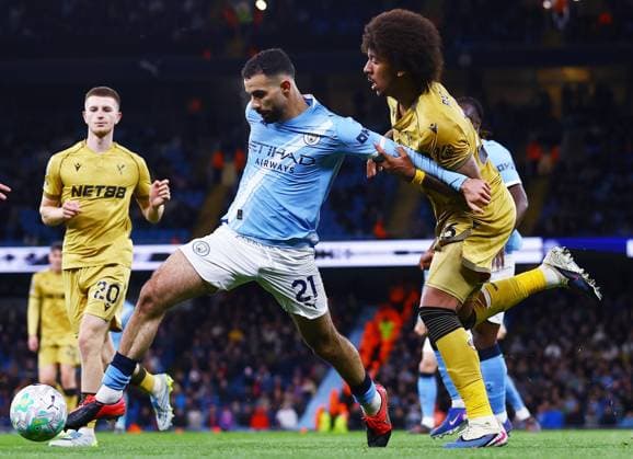 Rayan Ait-Nouri of Manchester City and Chris Richards of Crystal Palace Manchester City v Crystal Palace, Premier League, Football, Etihad Stadium, Manchester , UK - 13 May 2026Manchester Etihad Stadium United Kingdom EDITORIAL USE ONLY No use with unauthorised audio, video, data, fixture lists, club league logos or live services. Online in-match use limited to 120 images, no video emulation. No use in betting, games or single club league player publications.  Copyright: xMattxWest Shutterstockx 16871265ak