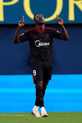 Kings League Italy 2026 May 13, 2026, Villarreal, Castellon, Spain: Akor Adams of Sevilla FC celebrates after scoring their side s third goal during the Spanish championship LaLiga football match between Villarreal CF and Sevilla CF on 13 May 2026 at Ceramica Stadium in Villarreal, Spain. Villarreal Fonzies Arena Spain Spanish La Liga EA Sports soccer match Villarreal vs Sevilla Copyright: xCerezox