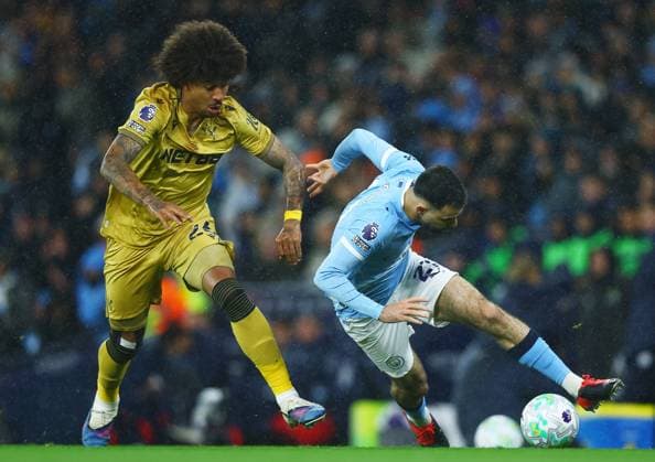 Rayan Ait-Nouri of Manchester City and Chris Richards of Crystal Palace Manchester City v Crystal Palace, Premier League, Football, Etihad Stadium, Manchester , UK - 13 May 2026Manchester Etihad Stadium United Kingdom EDITORIAL USE ONLY No use with unauthorised audio, video, data, fixture lists, club league logos or live services. Online in-match use limited to 120 images, no video emulation. No use in betting, games or single club league player publications.  Copyright: xMattxWest Shutterstockx 16871265ao