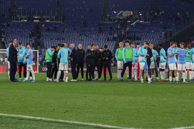 Lazio players disappointed during the Frecciarossa Italian Cup 2025 2026 final soccer match between Lazio and Inter Milan at the Stadio Olimpico in Rome, Italy - May 13, 2026 - Soccer  Copyright: xPhotoxbyxStefanoxNicoli LaPressex