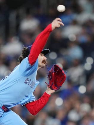 May 13, 2026, Toronto, On, CANADA: Toronto Blue Jays pitcher Dylan Cease (84) works against the Tampa Bay Rays during first inning MLB, Baseball Herren, USA baseball action in Toronto on Wednesday, May 13, 2026. Canada News - May 13, 2026  - ZUMAc35_ 20260513_zaf_c35_143 Copyright: xNathanxDenettex