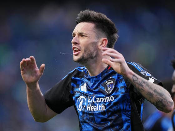 SEATTLE, WA - May 13, 2026: San Jose forward Preston Judd 19 celebrates his 2nd half goal during an MLS, Fussball Herren, USA match between the Seattle Sounders and the San Jose Earthquakes on May 13, 2026 at Lumen Field in Seattle, WA. (Photo by Jeff Halstead Icon Sportswire) . SOCCER: MAY 13 MLS Seattle Sounders FC vs San Jose Earthquakes EDITORIAL USE ONLY Icon260513007