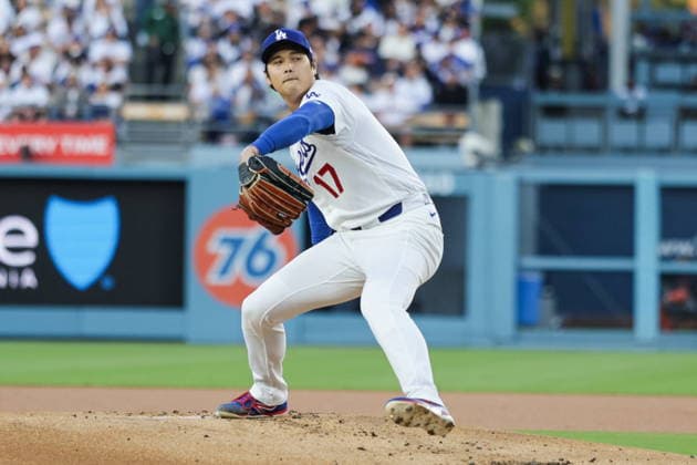 MLB, Baseball Herren, USA - Los Angeles Dodgers vs San Francisco Giants Dodgers pitcher Shohei Ohtani throws a pitch in the first inning of an MLB game between the Los Angeles Dodgers and the San Francisco Giants at Uniqlo Field at Dodger Stadium in Los Angeles, California, USA, 13 May 2026. LOS ANGELES CALIFORNIA United States  Copyright: xCHRISxTORRESx