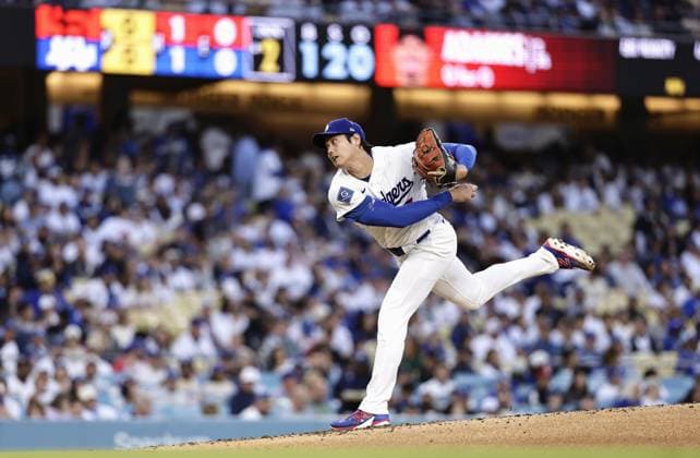 Baseball: Giants vs. Dodgers Los Angeles Dodgers pitcher Shohei Ohtani starts in a baseball game against the San Francisco Giants on May 13, 2026, at Dodger Stadium in Los Angeles.  A14AA0005554814P