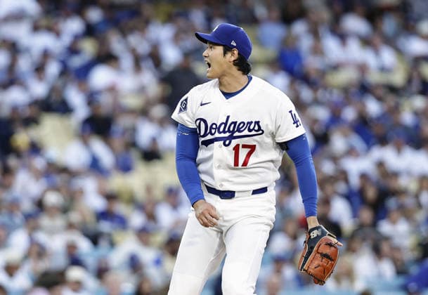 Baseball: Giants vs. Dodgers Los Angeles Dodgers pitcher Shohei Ohtani reacts during a baseball game against the San Francisco Giants on May 13, 2026, at Dodger Stadium in Los Angeles.  A14AA0005554817P