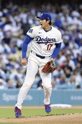 Baseball: Giants vs. Dodgers Los Angeles Dodgers pitcher Shohei Ohtani reacts during a baseball game against the San Francisco Giants on May 13, 2026, at Dodger Stadium in Los Angeles.  A14AA0005554818P