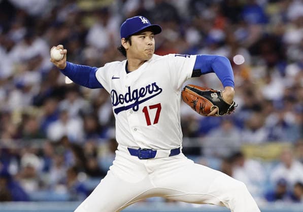 Baseball: Giants vs. Dodgers Los Angeles Dodgers pitcher Shohei Ohtani starts in a baseball game against the San Francisco Giants on May 13, 2026, at Dodger Stadium in Los Angeles.  A14AA0005554858P