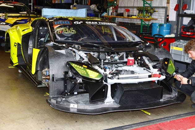 RECORD DATE NOT STATED 786 Sak Nana (THA) Christoph Breuer Netterheim GER) Dieter Schmidtmann (Mechernich GER) Thomas Mutsch (Mechernich GER), Lamborghini Huracan GT3 EVO II, Team: Renazzo Motorsport (GER) mit offener Frontpartie in der Box GER, Motorsport, 54. ADAC Ravenol 24H-Rennen Nuerburgring 2025, Mittwoch, Impressionen vor dem Rennen, Nuerburg, 13.05.2026 GER, Motorsport, 54. ADAC Ravenol 24H-Rennen Nuerburgring 2025, Mittwoch, Impressionen vor dem Rennen, Nuerburg, 13.05.2026 Nuerburg Copyright: xEibner-Pressefoto JuergenxAugstx EP_JAT