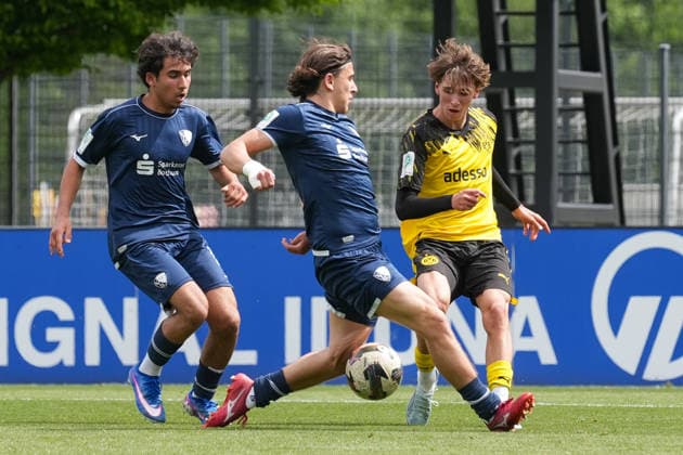 Donnerstag, 14.05.2026 Saison 2025 2026 Finale U17, U 17 Westfalenpokal im BVB Fußballpark Hohenbuschei, Dortmund, Germany. BV Borussia Dortmund U17 - VfL Bochum U17. Luis Alaze (BVB)