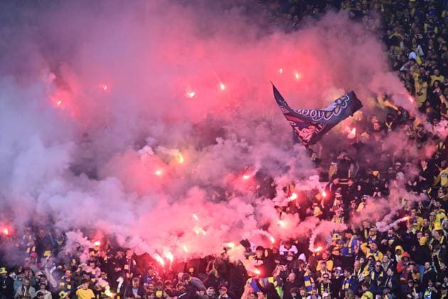 Royale Union Saint-Gilloise v RSC Anderlecht - Belgian Croky Cup Final BRUSSELS, BELGIUM - MAY 02 : Fans of Union light off flares during the Belgian Croky Cup final match between Royale Union Saint-Gilloise and RSC Anderlecht on May 2, 2026 in Brussels, Belgium, 02 05 2026 Brussels Belgium  Copyright: xPeterxDexVoechtx