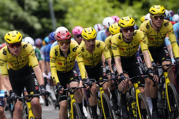 Denmark™s Jonas Vingegaard Hansen of Team Visma Lease A Bike during Stage 6 of the Giro d™Italia, from Paestum to Naples, Italy, Thursday, May 14, 2026.  Copyright: xFabioxFerrarix xLaPressex