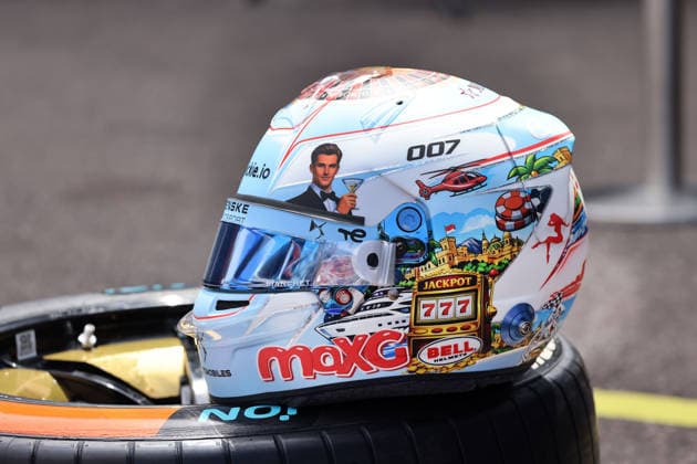 Maximilian Günthers Helm mit speziellen Desgin, DS Penske Box, FIA Formel E Weltmeisterschaft Saison 12, Monaco E- Prix, MonteCarlo, MC, 14.05.2026, FE