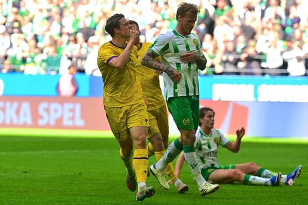 Strawberry Arena SOLNA, SWEDEN - MAY 14: Elliot Stroud of Mjallby AIF celebrates goal in the Swedish Cup final between Mjallby AIF and Hammarby IF at Strawberry Arena on May 14, 2026 in Solna, Sweden. (Peter Sonander SPP) Copyright: xPeterxSonander SPPx Sportspressphoto_SPR146153