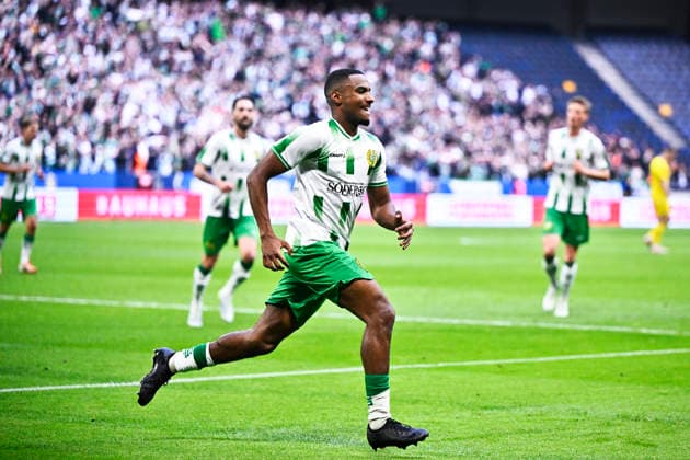 STOCKHOLM, SWEDEN 20260514 Hammarby s Paulos Abraham celebrates his goal, 1-1, during Thursday s final in the Swedish Cup between Mjällby AIF and Hammarby at the National Arena, Strawberry Arena. STOCKHOLM SWEDEN x10430x