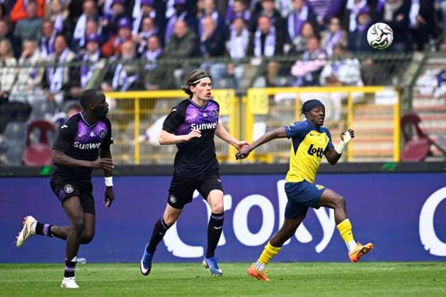Royale Union Saint-Gilloise v RSC Anderlecht - Belgian Croky Cup Final BRUSSELS, BELGIUM - MAY 14 : Hey Lucas Boel defender of RSC Anderlecht, Fuseini Mohammed Gadafi forward of Royale Union Saint-Gilloise during the Belgian Croky Cup final match between Royale Union Saint-Gilloise and RSC Anderlecht on May 14, 2026 in Brussels, Belgium, 14 05 2026 Brussels Belgium  Copyright: xTomasxSiskx