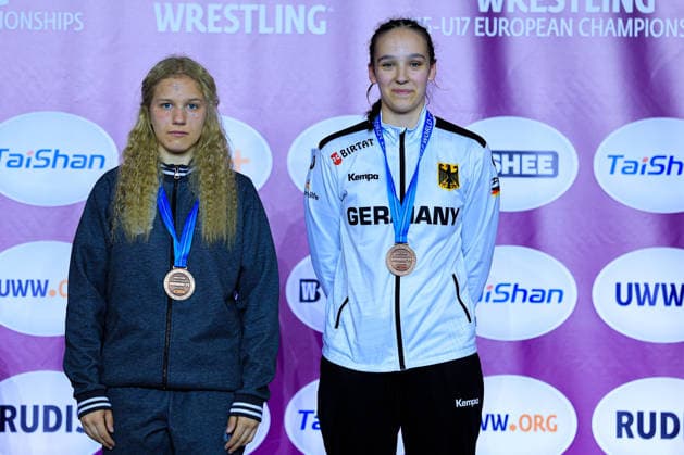 U17, U 17 Wrestling European Championships Podium 73kg WW - Bronze: Karina Muzalevskaia (RUS), Lyra Lederer (GER)
