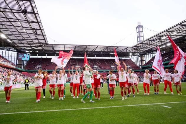 COLOGNE, GERMANY - 14 MAY, 2026: Celebrations, Ena Mahmutovic - The DFB-Pokal Frauen (Germany Women Cup) match Vfl Wolfsburg vs FC Bayern Munich at Rhein Energie Stadion  Copyright: xx