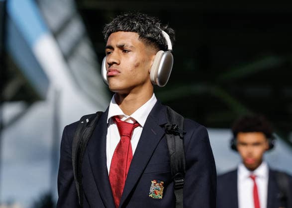Manchester, England, 14th May 2026. Joseph Junior Andreou Gabriel (JJ Gabriel) of Manchester United, ManU arrives ahead of the Manchester City U18 vs Manchester United U18 FA Youth Cup Final match at the Academy Stadium, Manchester. Picture credit should read: Cody Froggatt Sportimage EDITORIAL USE ONLY. No use with unauthorised audio, video, data, fixture lists, club league logos or live services. Online in-match use limited to 120 images, no video emulation. No use in betting, games or single club league player publications. SPI_007_CF_MANCHESTER_CITY_U18_V_MANCHESTER_UNITED_U18 SPI-4801-0005