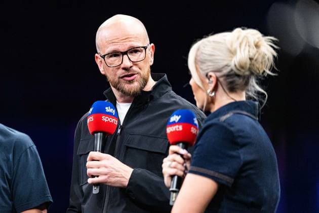 RECORD DATE NOT STATED 14th May 2026, Utilita Arena, Birmingham, Midlands, England; 2026 PDC Bet MGM Premier League Darts Night Fourteen; Mark Webster, former BDO World Champion talks to Sky Sports presenter Emma Paton GodfreyxPitt