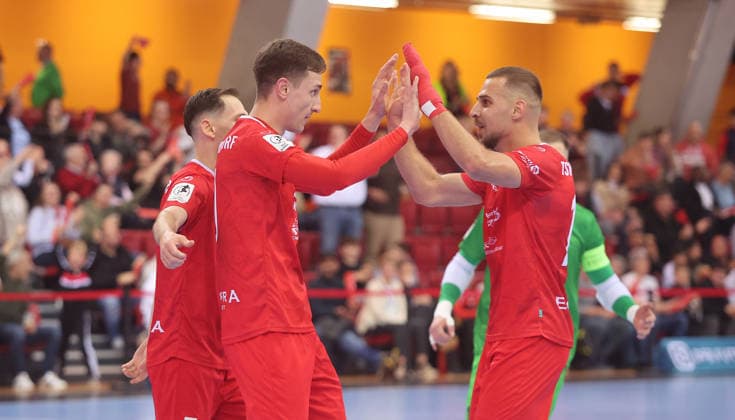 Stuttgart , Futsal Bundesliga Finale Deutsche Meisterschaft Spiel 2 , TSV Weilimdorf vs. HOT 05 Futsal , Jubel , von links: Davud vehab Amer Dzindic ( Weil )